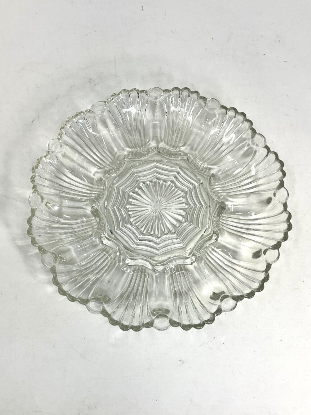 Vintage Anchor Hocking 896 Deviled Egg Platter Relish Tray Plate MCM Server
